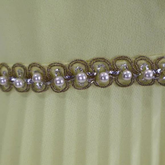 Vtg 1970's Yellow Formal Long Party Dress Gown Cocktail Hippie Prairie Boho S - Picture 8 of 12